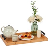 Relaxdays dienblad bamboe - 50x30 cm - handgrepen - ontbijt op bed - groot - serveerblad