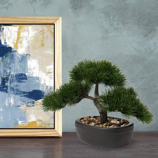 Kunstmatige Plant... Kunstbonsai | Plant Kunstboom Podocarpus Plastic Ceder Bonsai Pine bol