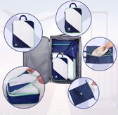 Compression, 5 stuks pakzakken, compressiekoffer, organizer, set met waszak en schoenenzak, ultralicht, uitbreidbaar, reis-pack-organizer voor handbagage (donkerblauw)
