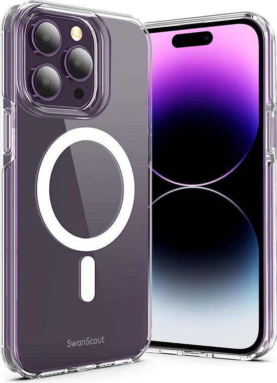 Coque de téléphone ultra fine Aimant de boîtier transparent magnétique for  Mag Safe iPhone 14 Plus 13 Pro Max 12 accessoire de couverture violet foncé