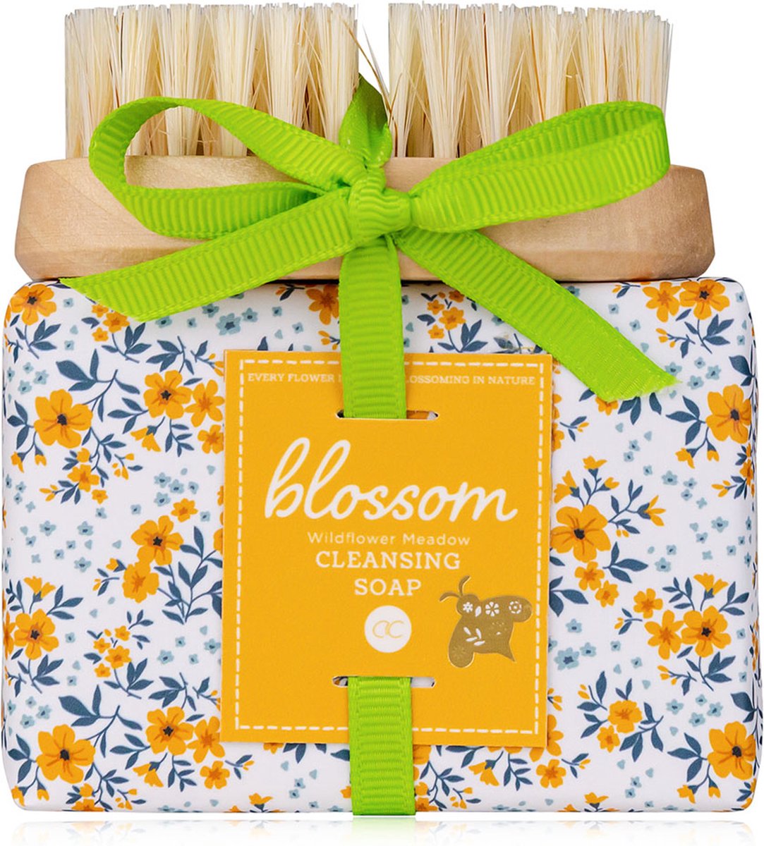 Goedkoopste Handverzorging - Zeepset - Zeeptablet en Borstel - Wilde bloemen - Cadeau Set - Cadeau