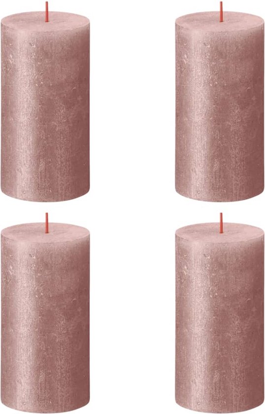 Bolsius Bougies cylindriques Shimmer 4 pcs rustique 130x68 mm rose