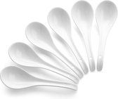 Spoon Set Porcelain Soup Spoon Ceramic for Home, Kitchen, Soup, Salad, Fruit, Cake etc. with 6.75 Inch Length and 2 Inch Width, White, Pack of 6