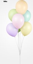 100x Luxe Ballon pastel mix kleuren 30cm - biologisch afbreekbaar - Festival feest party verjaardag landen helium lucht thema