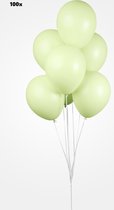 100x Luxe Ballon pastel groen 30cm - biologisch afbreekbaar - Festival feest party verjaardag landen helium lucht thema