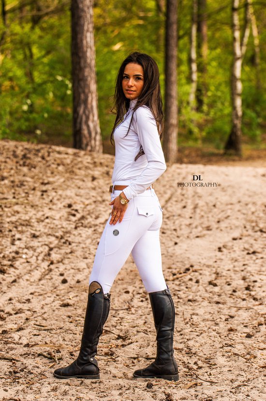 Donley - Acascalini - White- paardrijleggings - paardrijlegging - paardrijbroek - super fijne stof - maat 42 - paardenbroek - paardrij broek - paardrij legging - legging - siliconen grip