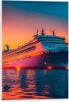 PVC Schuimplaat - Enorm Cruiseschip Varend over het Water tijdens Zonsondergang - 40x60 cm Foto op PVC Schuimplaat (Met Ophangsysteem)