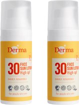 Derma - Sunface SPF 30 - 2 Stuks - 2 x 50ML - 0% parfum