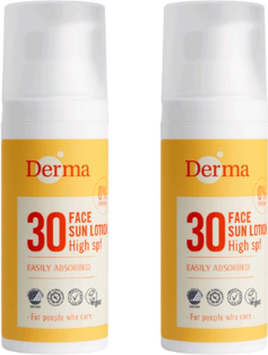 Derma Sun - Sunface SPF 30 voor het gezicht - 2 Stuks - 2 x 50ML - 0% parfum