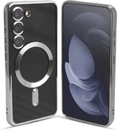 ShieldCase hoesje geschikt voor Samsung Galaxy S23 met magneet hoesje met camera cover (zilver) - geschikt voor Samsung Galaxy S23 hoesje transparant - Ideaal voor magnetisch opladen - telefoonhoesje met camerabescherming