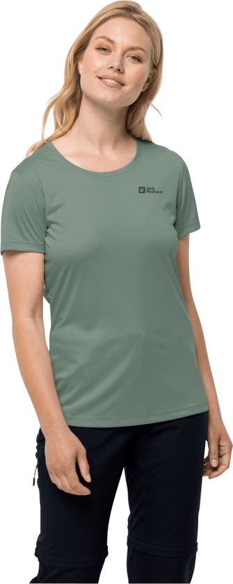 Jack Wolfskin Tech Tee W 1807122-4151, Femme, Vert, T-shirt, Taille : S
