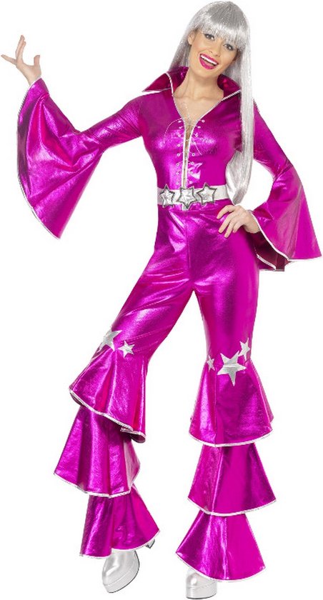 Smiffy's - ABBA Kostuum - Dancing Queen Alijsa Jaren 70 - Vrouw - Roze - Large - Carnavalskleding - Verkleedkleding