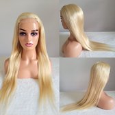 Braziliaanse Remy pruik 26 inch 613 blond rechte haren echt menselijke haren -real human hair 4x4 lace closure wig