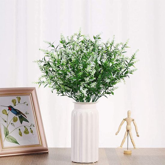 Kunstplanten, bloemen, uv-bestendig, in pot, net echt 10 bundels kunstbloemen, struiken, decoratie, kunstbloemen, kunstbloemen, kunstplanten, lavendel, voor huis, tafel, tuin, decoratie (paars