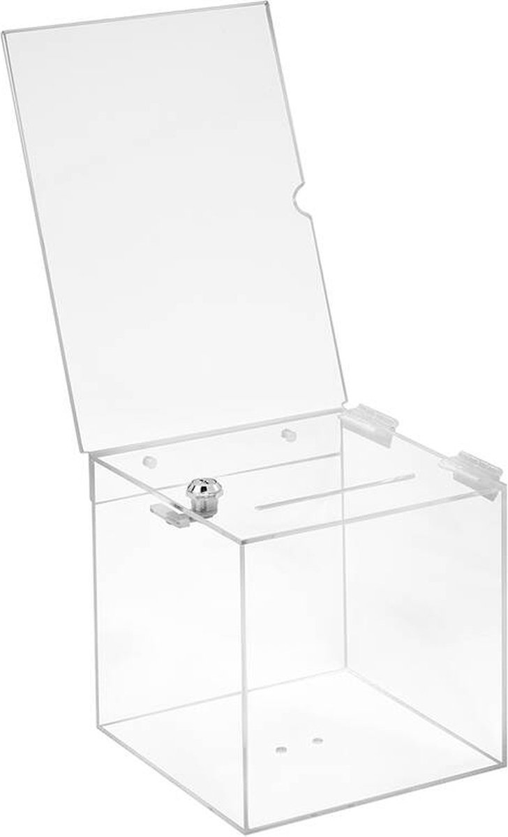 20cm Donatiebox / Ideeënbus met Slot en A4 Posterhouder