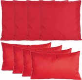 Anna Collection Bank/tuin kussens set - binnen/buiten - 8x stuks - rood - In 2 formaten laag/hoog