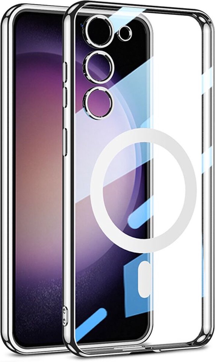 Hoesje MagSafe Back Cover Transparant/Zilver Geschikt voor Samsung Galaxy S23 Plus