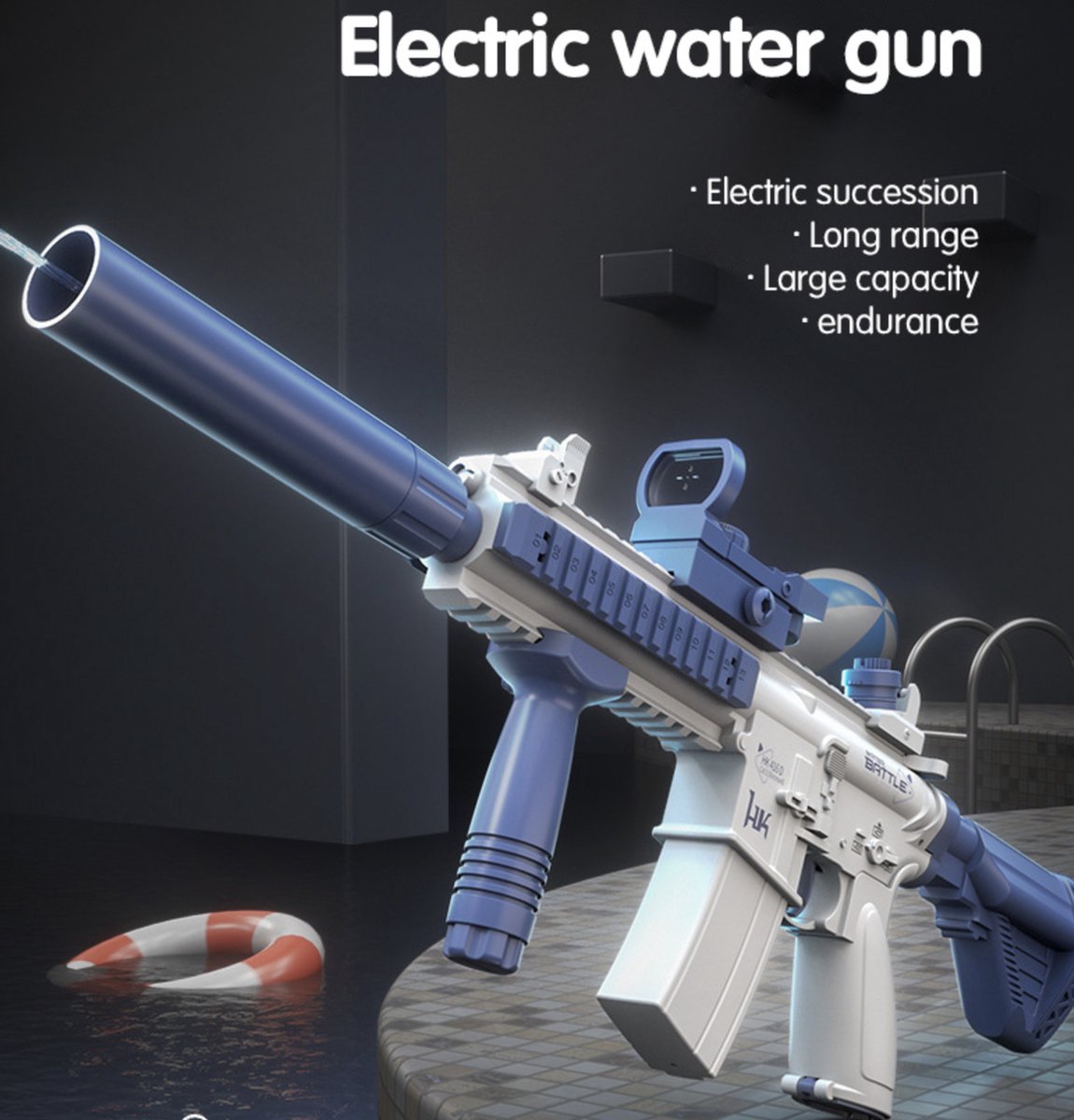 M416 Volautomatisch elektrisch waterpistool - Blauw - lange afstand afvuren- watergun - buitenspeelgoed - zomerspelletjes - verkoeling - elektrisch