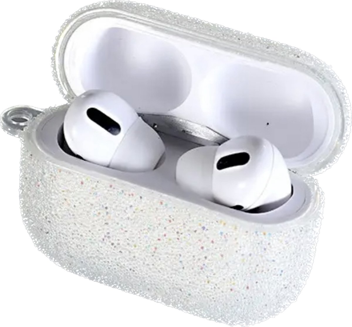 Hidzo - Hoes voor Apple's Airpods Pro - Hard case - Glitter - Wit