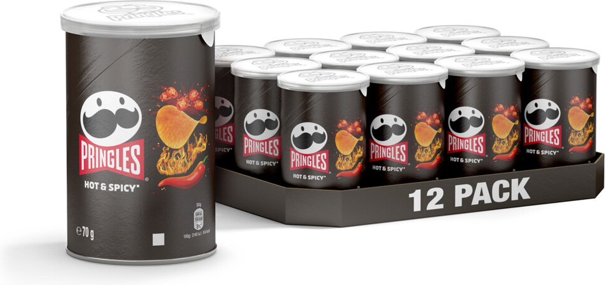 Pringles Chips Hot & Spicy - 12 x 70 gr