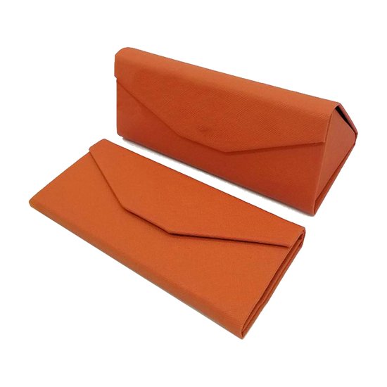 Brillenkoker - Oranje | Inklapbaar | 16 x 7 x 6,5 cm | Kunstleer | Fashion Favorite