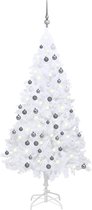 vidaXL - Kunstkerstboom - met - verlichting - en - kerstballen - 180 - cm - PVC - wit