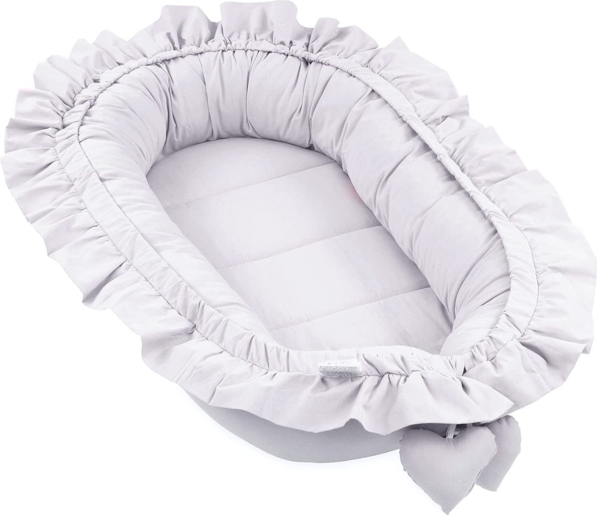 Babynest Fluwelen knuffelnest voor pasgeborenen 90x50 cm - babynest bed cocoon fleece stof in Grijsachtig