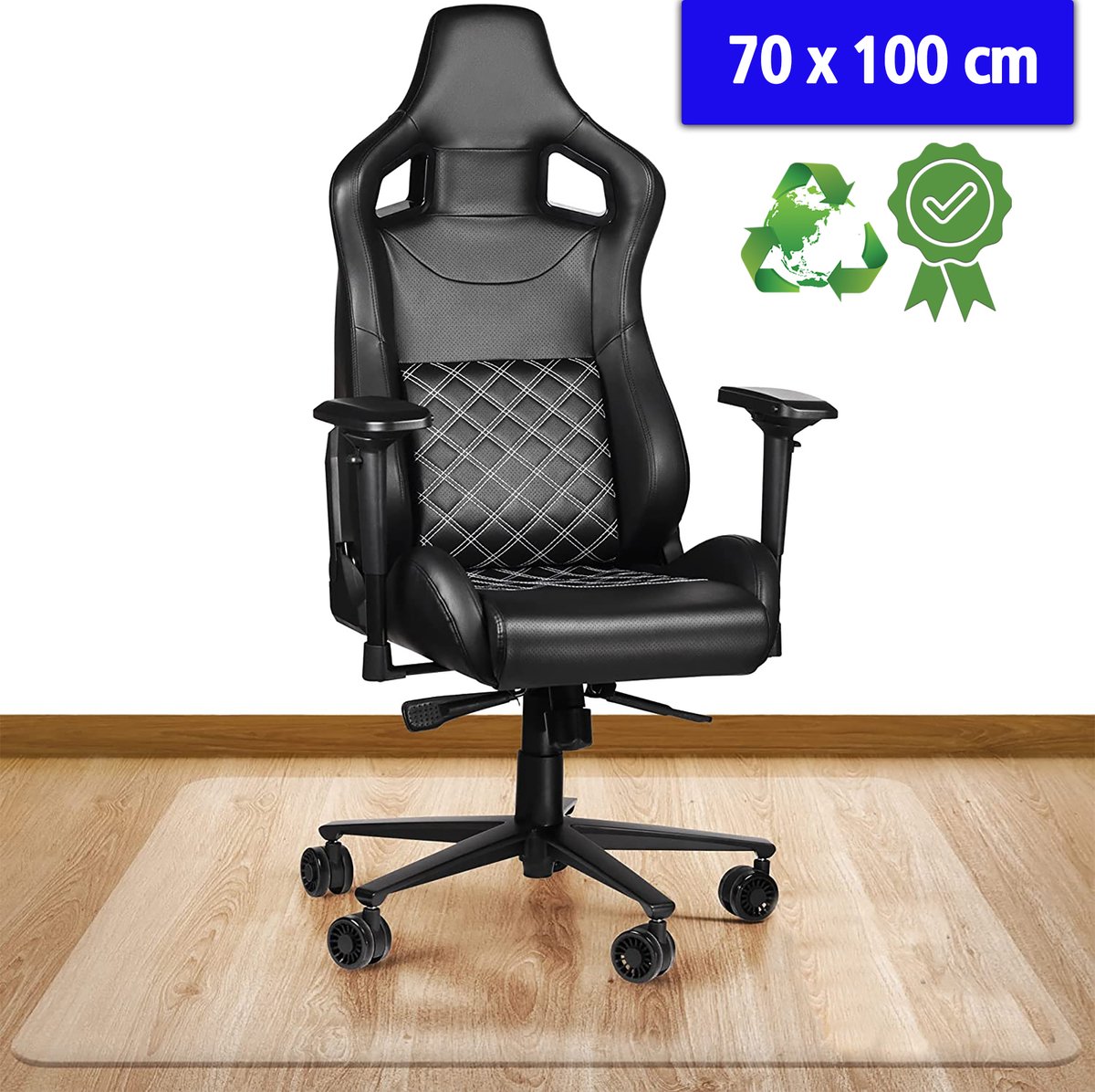 SWILIX ® Vloerbeschermer - Bureaustoelmat PVC - Vloermat - Voor Harde Vloeren - 70x100cm - Transparant