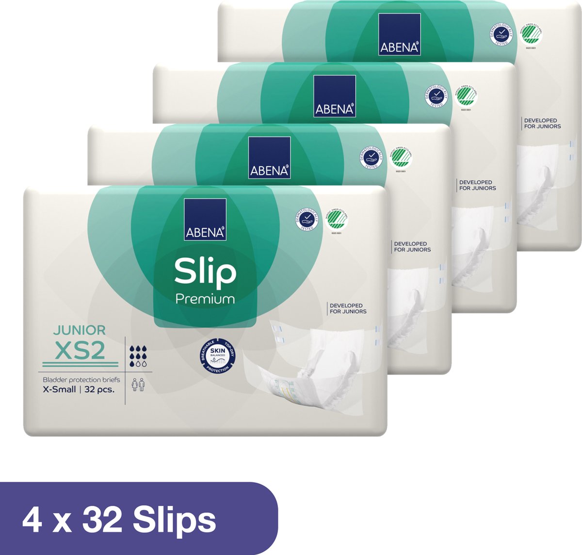 Goedkoopste ABENA Incontinentie Slip Premium XS2 Junior - Eendelig Verband ter Bescherming van Zwaar Urineverlies en (Dunne) Ontlasting - Perfecte Aansluiting door Flexibele Sluitstrips - 128 Stuks