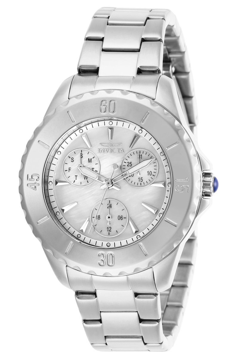 Invicta Angel 29106 Dames Horloge - Waterdicht - Analoog - Quartz Uurwerk - Roestvrij Staal met zilveren Wijzerplaat - 38mm