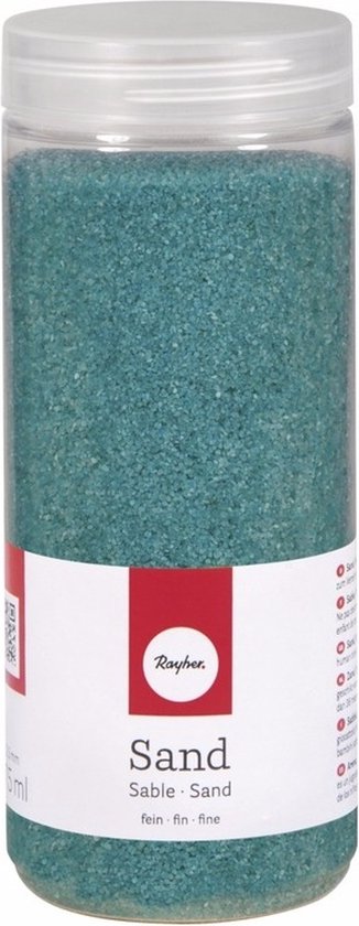 Foto: Rayher hobby fijn decoratie zand korrels turquoise blauw 475 ml zandkorrels knutselmateriaal 0 1 tot 0 5 mm