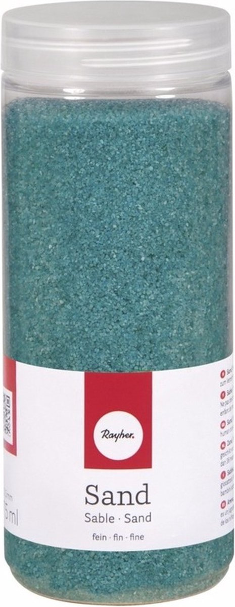 Rayher hobby Fijn decoratie zand korrels - turquoise blauw - 475 ml - zandkorrels - knutselmateriaal - 0.1 tot 0.5 mm