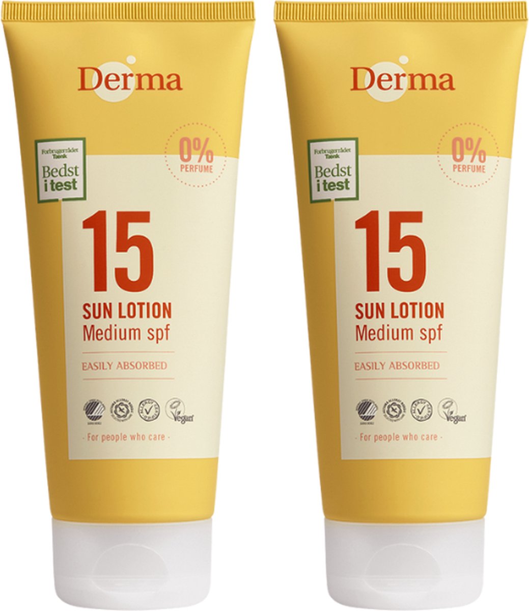 Derma Eco Sun Zonnebrandlotion SPF 15 - 2 x 200 ml - Voordeelverpakking