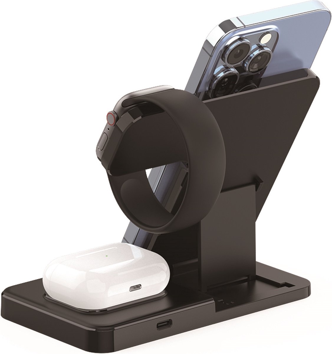 TriCharge Fold - 3-in-1 Opvouwbaar Draadloos Laadstation - Petra Winkel