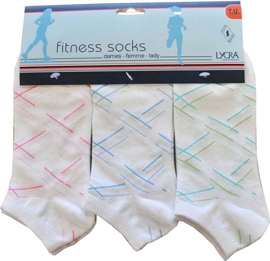 Dames enkelkousen fitness fantasie argyle - 6 paar gekleurde sneaker sokken - 36/41