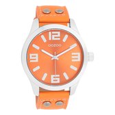 OOZOO Timepieces - Montre OOZOO argentée avec bracelet en cuir orange fluo - C1072