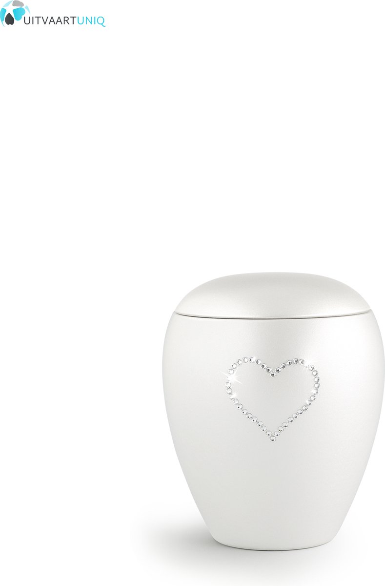 Dierenurn paarlemoer swarovski hart klein