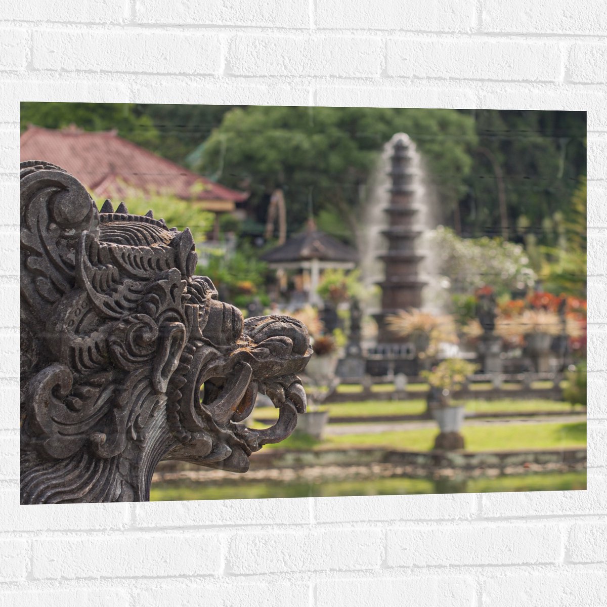 Muursticker - Beelden en Fonteinen in Bali - 80x60 cm Foto op Muursticker