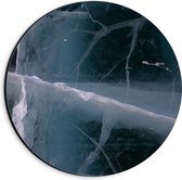 Dibond Muurcirkel - Wit met Blauwe Vlekken en Strepen tegen Zwarte Achtergrond - 20x20 cm Foto op Aluminium Muurcirkel (met ophangsysteem)