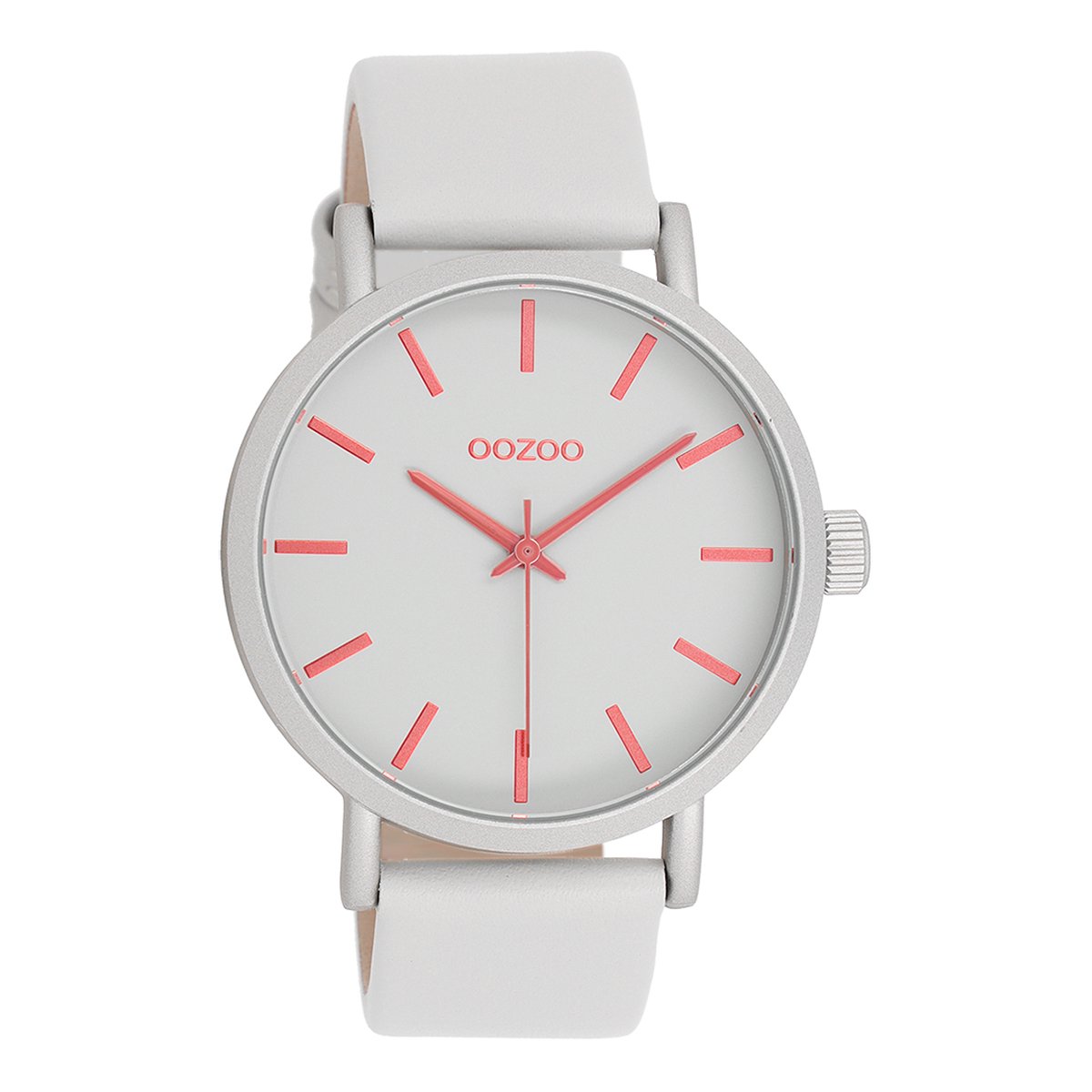 OOZOO Timepieces - Licht grijze OOZOO horloge met licht grijze leren band - C11180