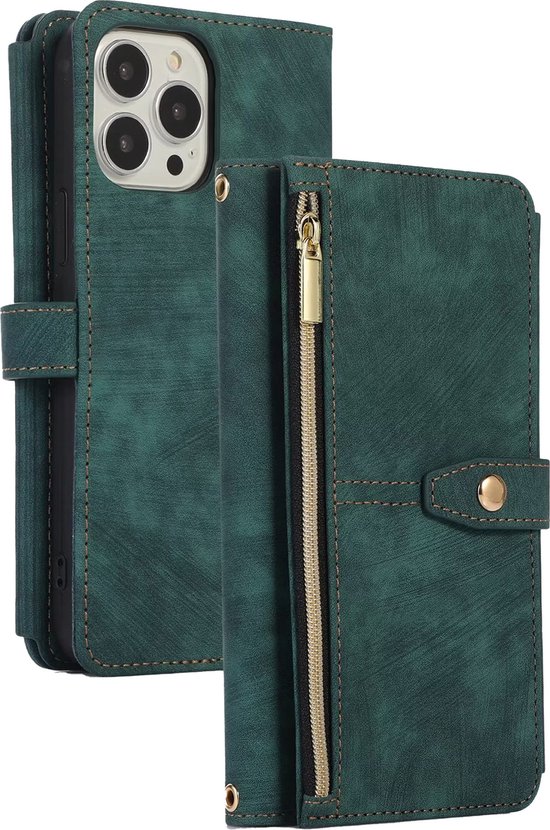 Coque Samsung Galaxy S21 - Bookcase - Cordon - Porte-cartes - Portefeuille - Cuir artificiel - Vert foncé