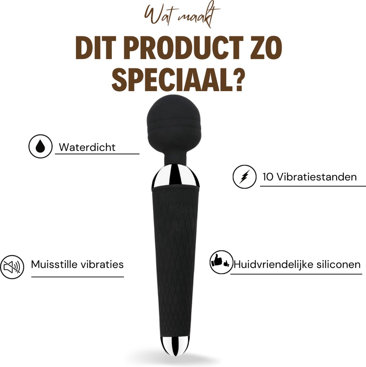 Happy Tears | Magische Wand Vibrator met 10 krachtige vibratie standen | Massage | Vagina | Dildo | Voor koppels | Fijne vibraties | Zwart