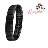 Energetic armband, elastisch - zwart RVS