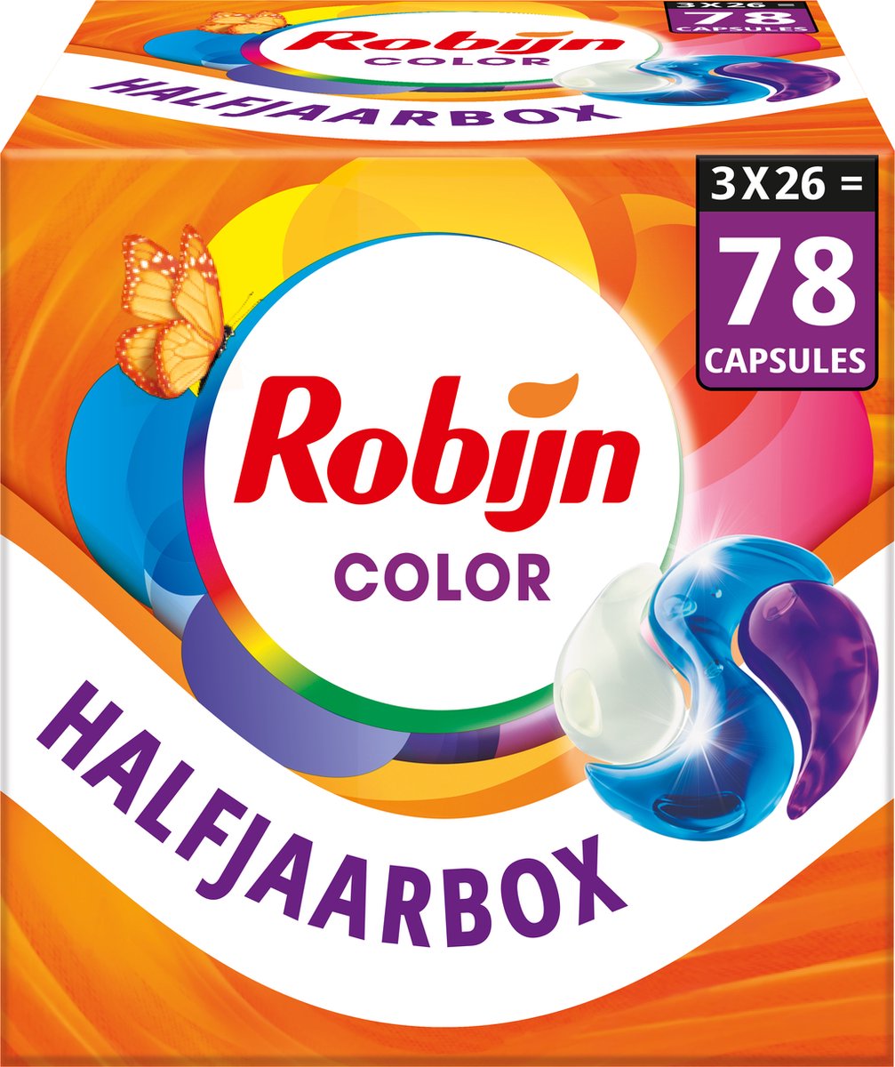 Robijn Classics 3-in-1 Wascapsules - Color - met Color Serum en 94% biologisch afbreekbare ingrediënten - 3 x 26 wasbeurten op Prijzenvolger.com