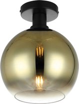 Chique plafondlamp Chandra | Gradiente | 1 lichts plafonnière | goud / transparant / zwart | glas / metaal | hoogte 30 cm | Ø 25 cm glas | eetkamer lamp / woonkamer lamp / slaapkamer lamp / keuken lamp | modern / sfeervol design
