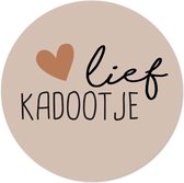 LIEF KADOOTJE - 10 stuks - sticker - cadeau - verjaardag - beterschap - zomaar - bedankje - lief gebaar - sluitzegels - 39mm - bruin - nude - hartje - KLEINE FRUM