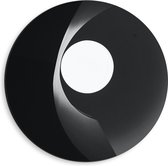 Dibond Muurcirkel - Witte Cirkel Omringd door Grijze en Zwarte Vlakken - 40x40 cm Foto op Aluminium Muurcirkel (met ophangsysteem)