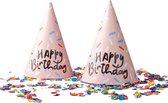 Vrolijke Happy Birthday Feesthoedjes – 8 stuks - Feesthoedjes verjaardag - Feesthoedjes kinderen