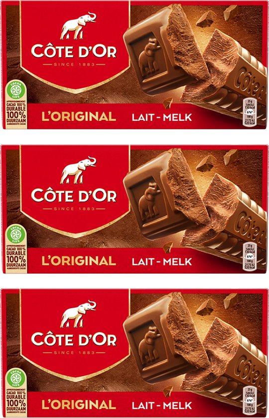 Tablette de chocolat Côte d'Or - Lait entier d' Original - 400g x