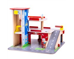 Bigjigs Houten Garage met Parkeerplaatsen